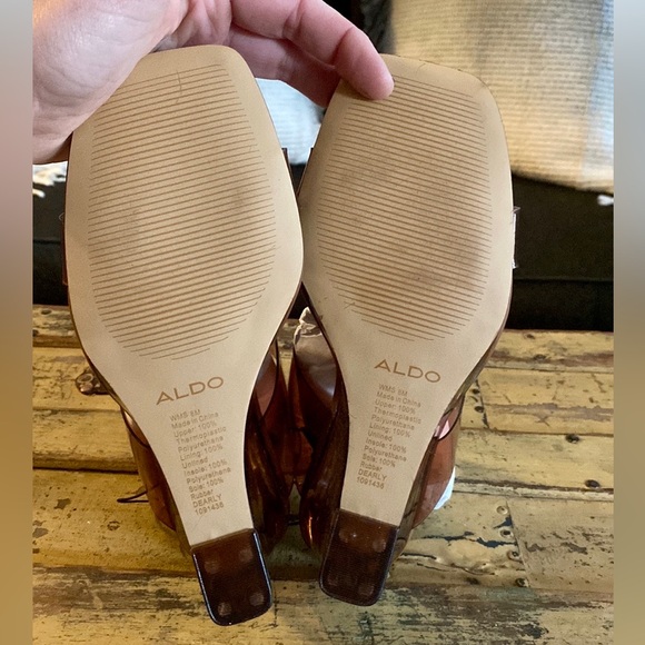 NEW ALDO SHOES LUCITE HEELS SLIP-ON MINIMALIST WEDGE SANDALS WEDGE HEELS 8 M - Picture 7 of 9